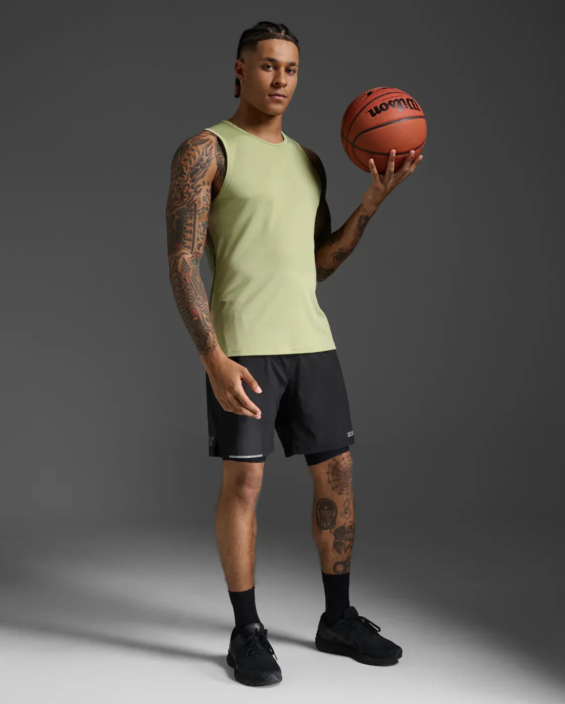 2XU Mens Aero Tank-Green Mist/Hunter Green sold by Sportsmans Warehouse product image thumbnail 5