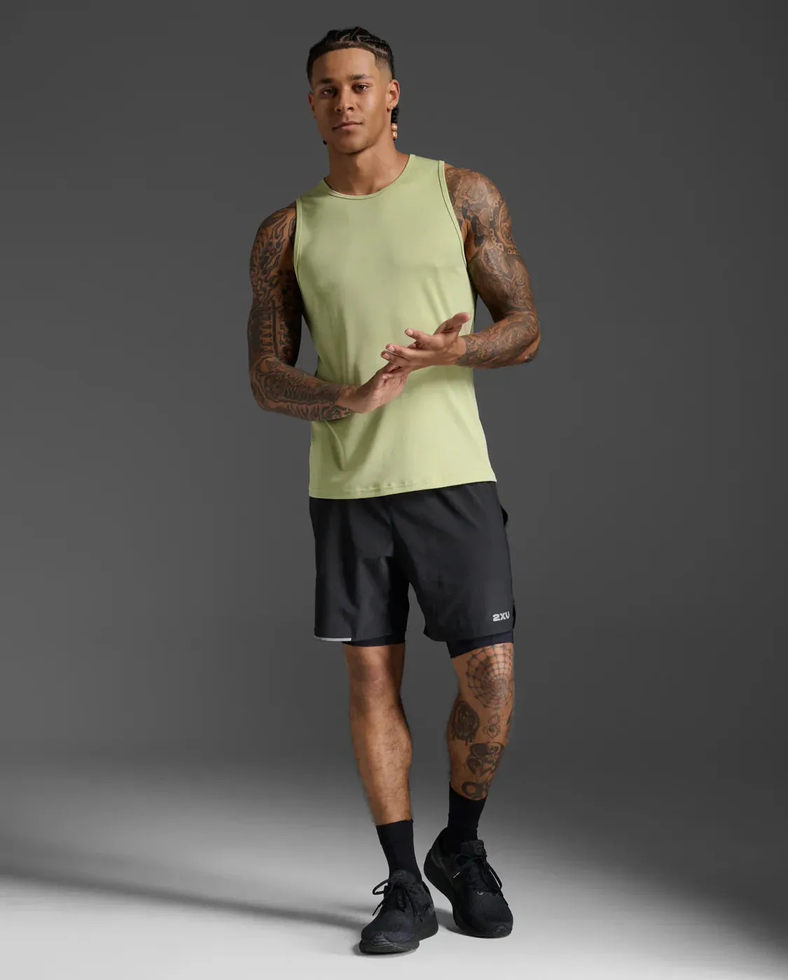 2XU Mens Aero Tank-Green Mist/Hunter Green sold by Sportsmans Warehouse product image thumbnail 2