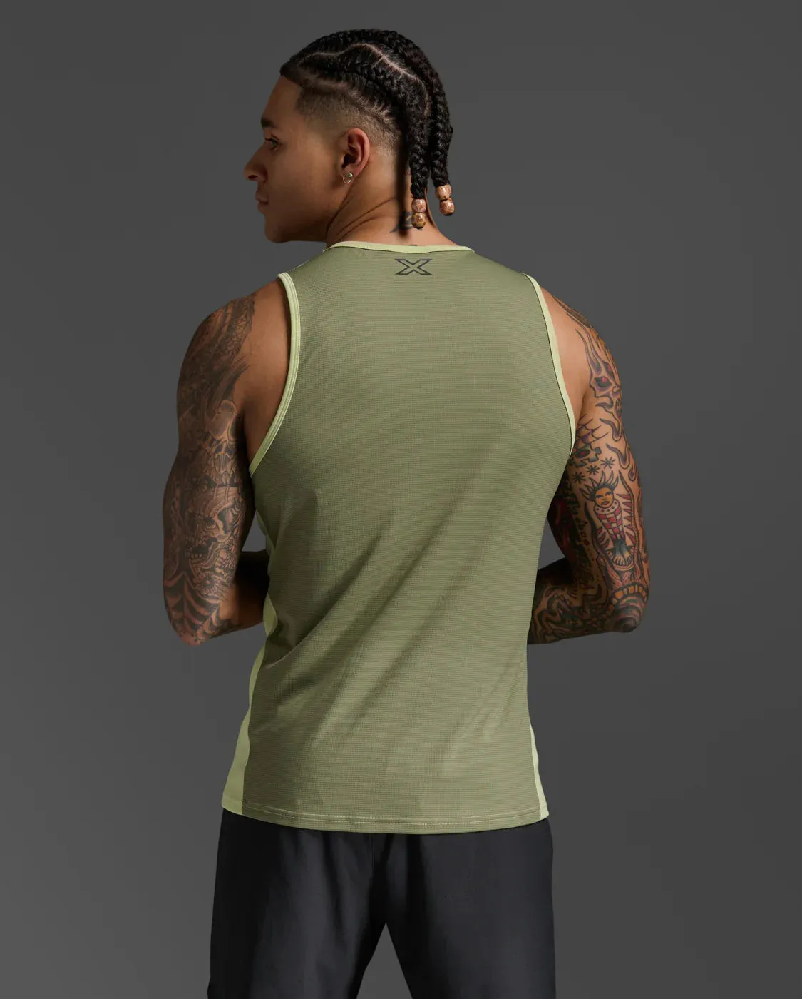 2XU Mens Aero Tank-Green Mist/Hunter Green sold by Sportsmans Warehouse product image thumbnail 4