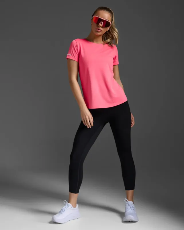 2XU Womens Aero Tee-Pink Glow/White Ref sold by Sportsmans Warehouse