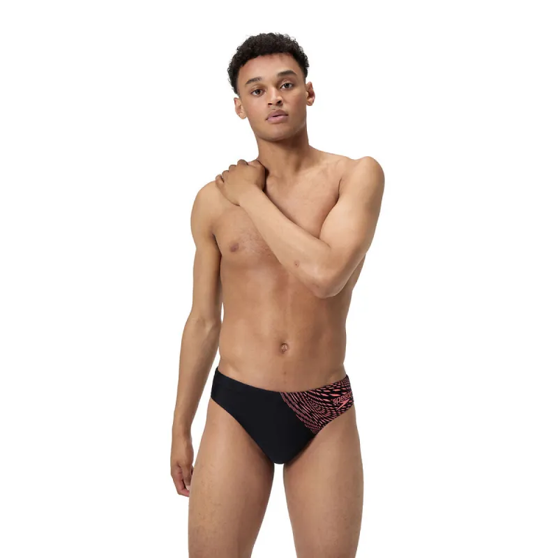 Speedo Mens Medley Logo 7cm Brief-Black/Coral Sands sold by Sportsmans Warehouse