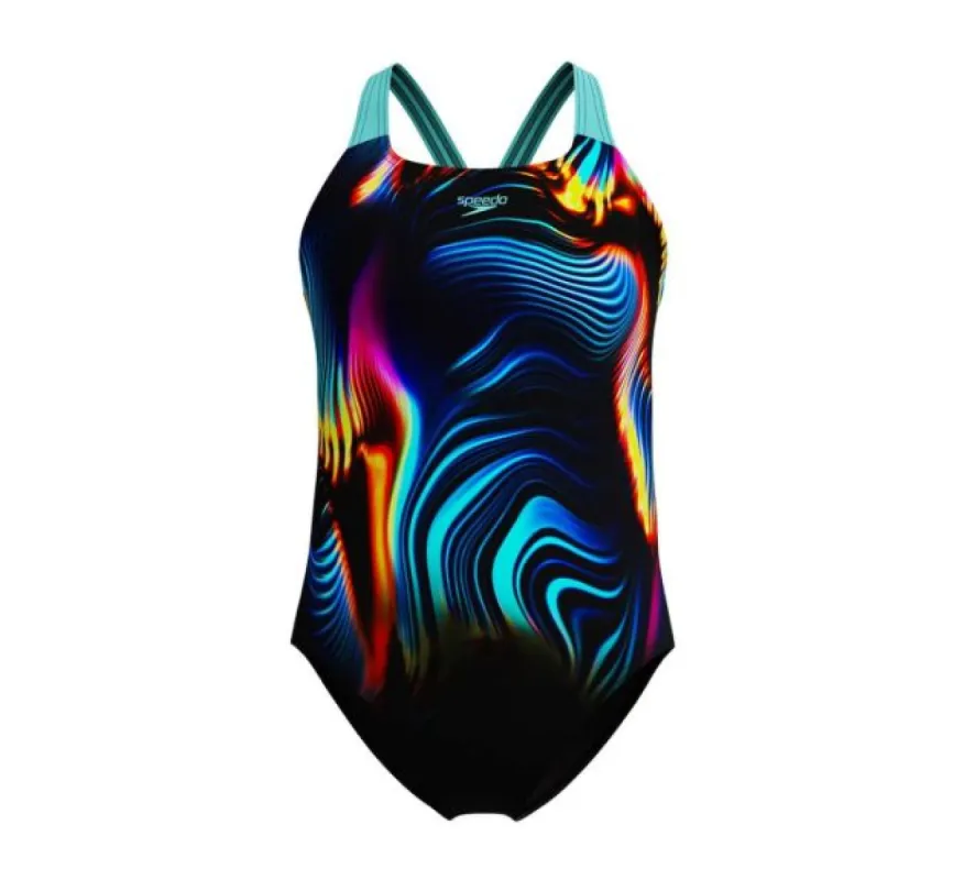 Speedo Girls Digi Plcmnt Powerback-Arctic Glass sold by Sportsmans Warehouse