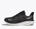 Hoka Womens Clifton 9 Running Shoe Black/White sold by Sportsmans Warehouse