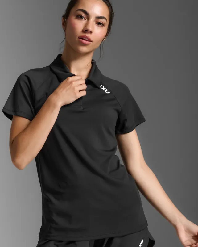 2XU Womens Aspire Polo-Black/White sold by Sportsmans Warehouse
