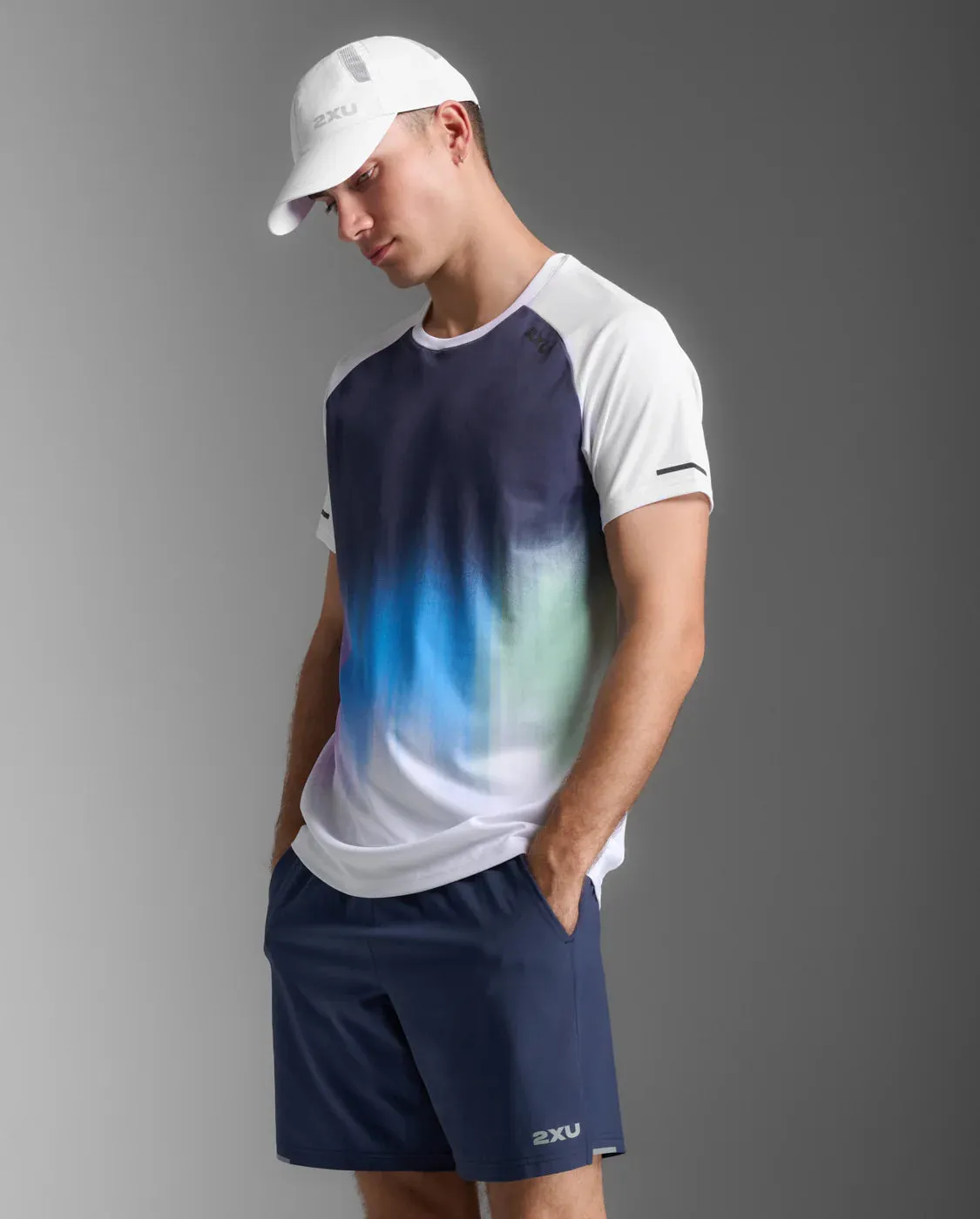 2XU Aero Tee-Aurora Panel/Black Reflective sold by Sportsmans Warehouse