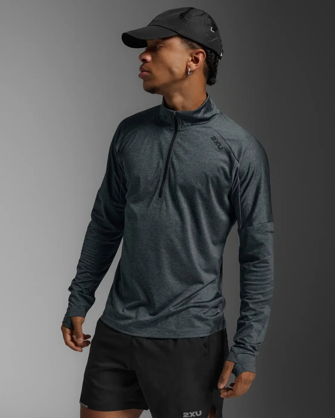 2XU Aero 1/2 Zip-Dark Sage/Black Reflective sold by Sportsmans Warehouse