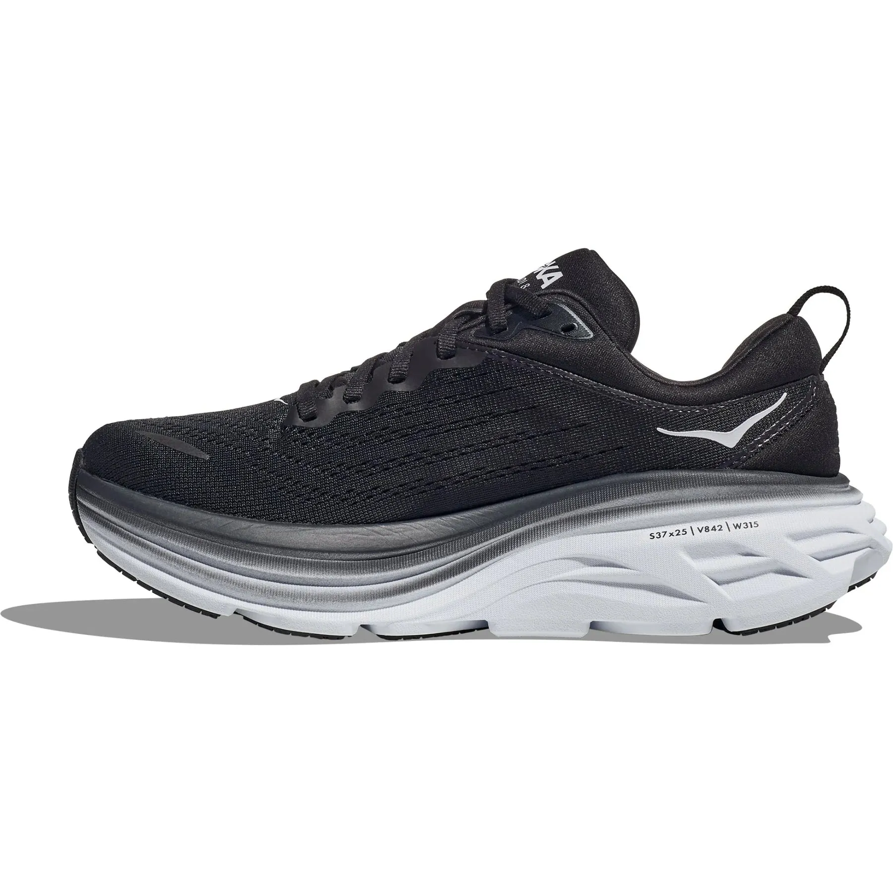 Hoka Mens Bondi 8 (D) Running Shoe - Black/White sold by Sportsmans Warehouse product image thumbnail 2