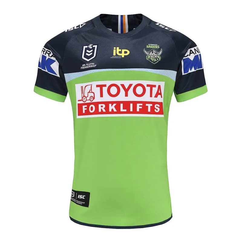 ISC Adults Canberra Raiders 2022 Home Jersey - Green/Navy made by Sportsmans Warehouse