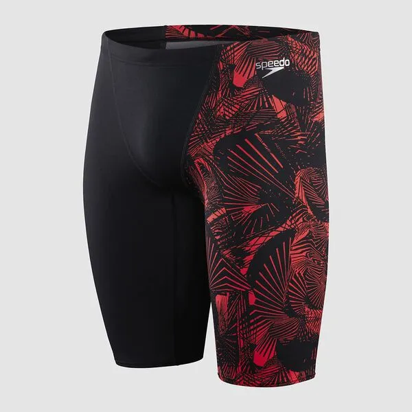 Speedo Mens Allover V-Cut Jammer - Black/Lava Red sold by Sportsmans Warehouse