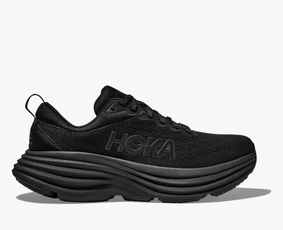 Hoka Womens Bondi 8 Running Shoe-Black/Black sold by Sportsmans Warehouse