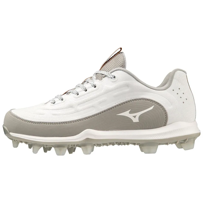 Mizuno Finch Elite 6 TPU Moulded Adult Baseball/Softball Cleat-White/Oyster Mushroom-7 sold by Sportsmans Warehouse