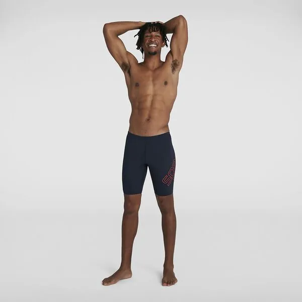 Speedo Mens Boom Logo Placement Jammer - True Navy/Orange sold by Sportsmans Warehouse