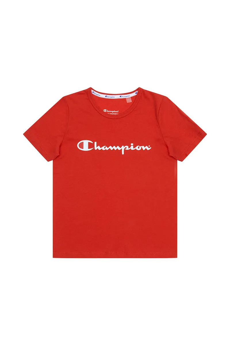Champion Script SS Boys Tee - Red Tokyo Lights sold by Sportsmans Warehouse
