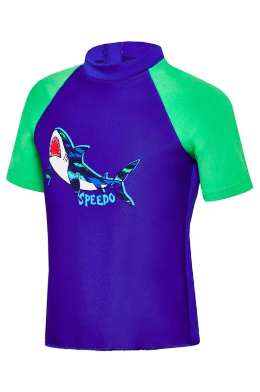 Speedo Junior Boys Camo Shark Ss Suntop - Camo Shark sold by Sportsmans Warehouse