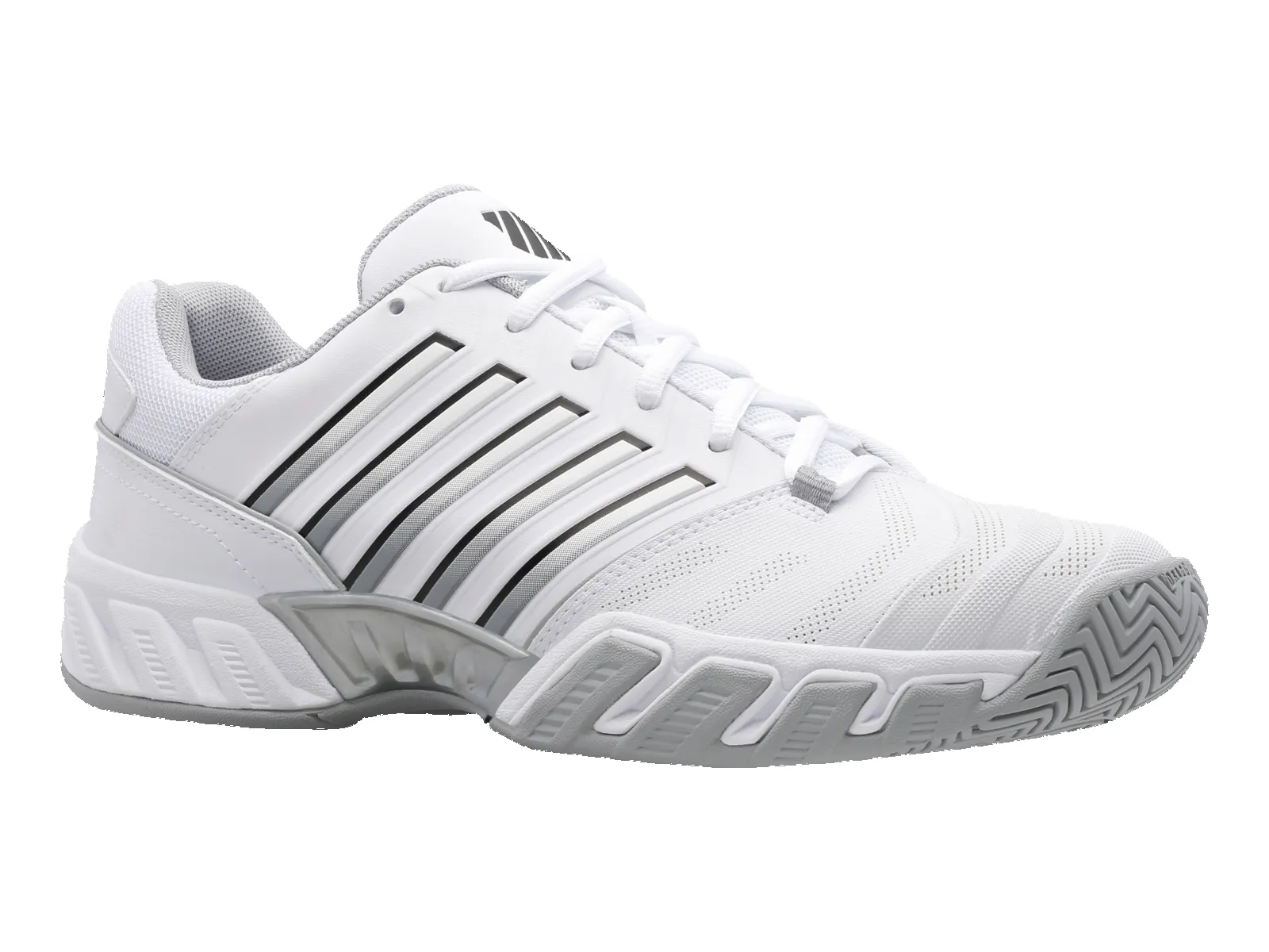 K-Swiss Bigshot 4 AC Mens Tennis Shoe - White/Highrise Silver sold by Sportsmans Warehouse
