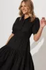 Fairfax Midi Shirt Dress In Black Cotton sold by St Frock
