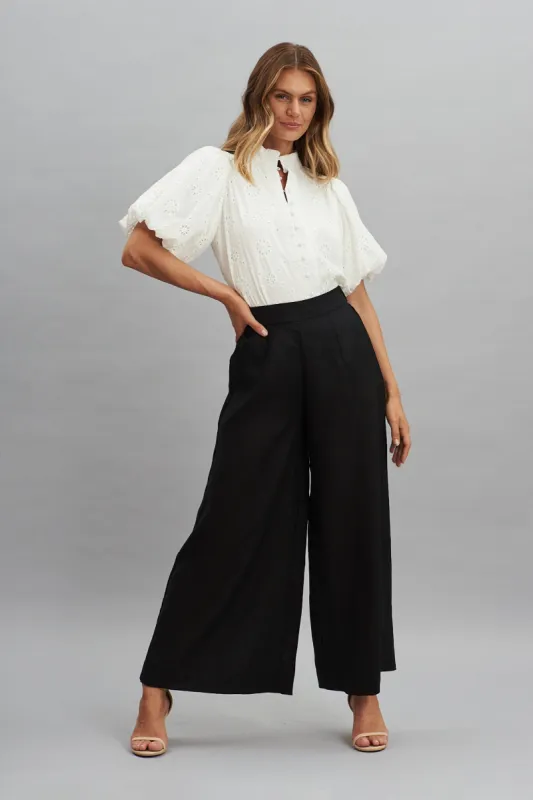 Patina Pant In Black Pure Linen sold by St Frock