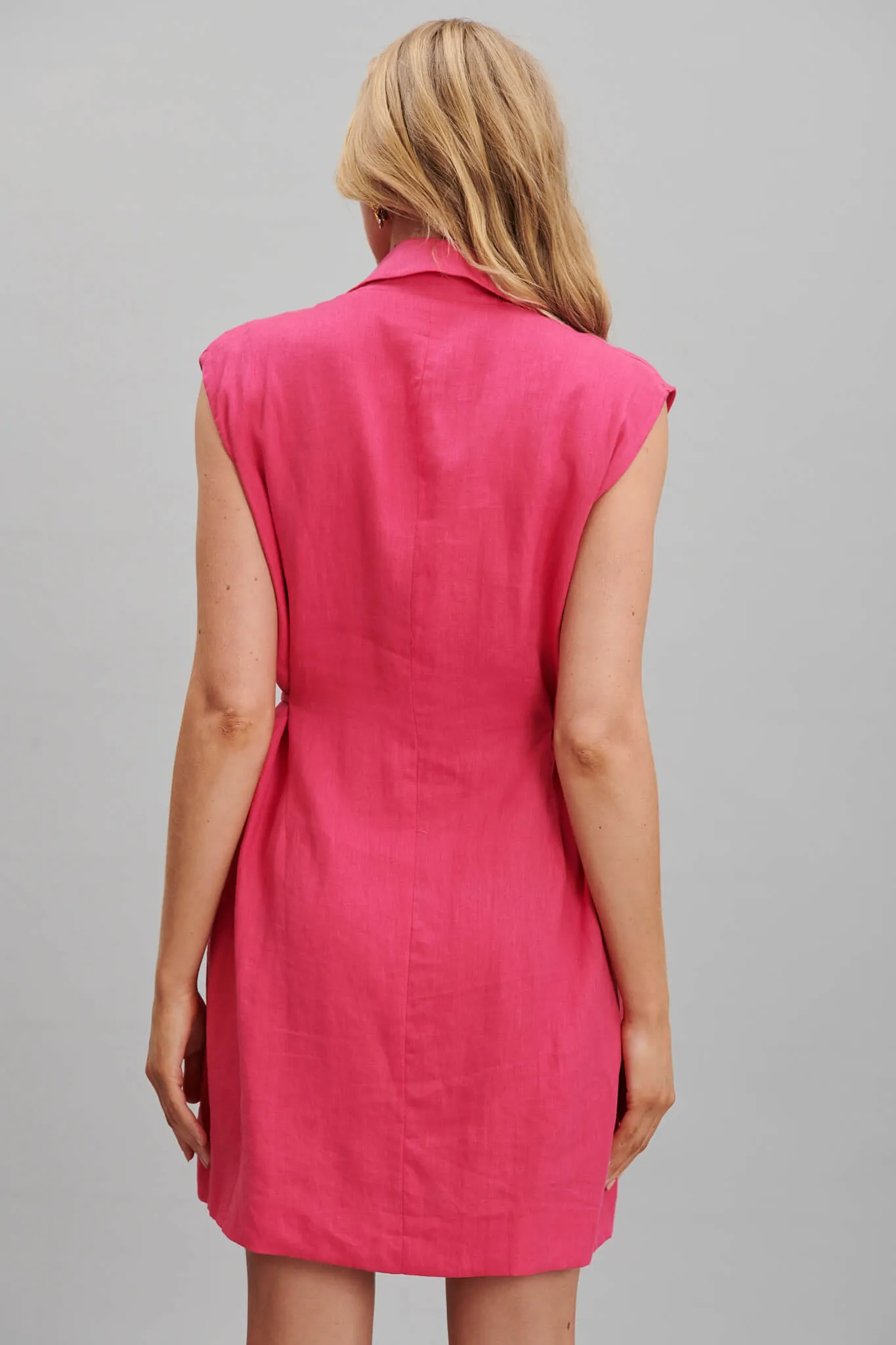Emma Blazer Dress In Hot Pink Pure Linen sold by St Frock product image thumbnail 3