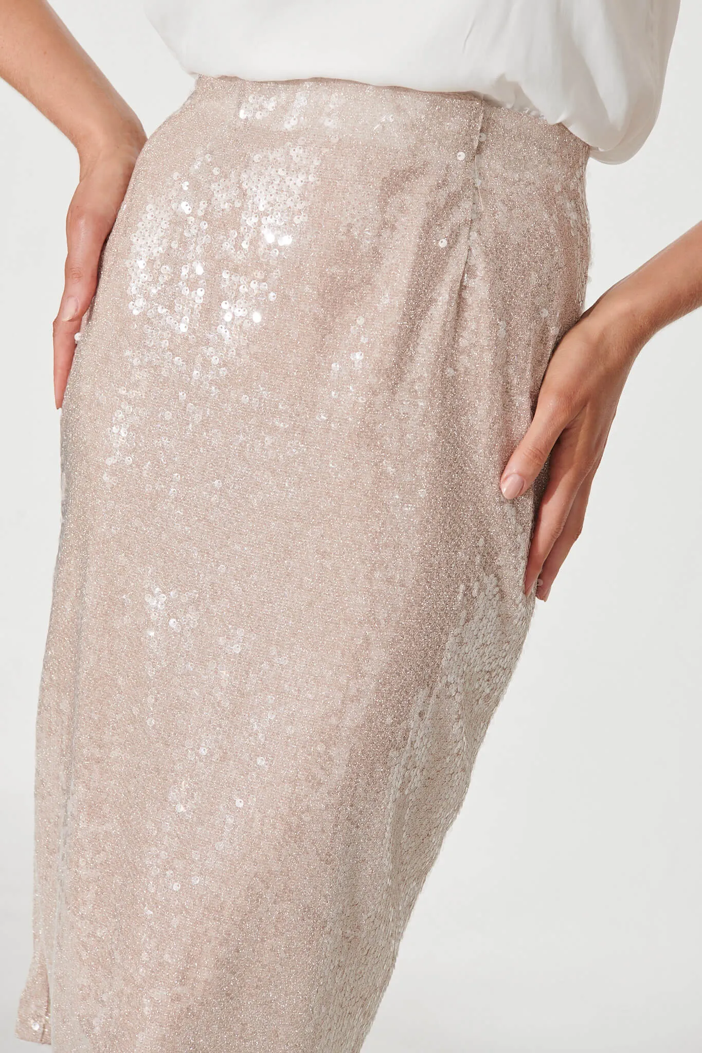 Astara Midi Skirt In Blush Sequin sold by St Frock product image thumbnail 5