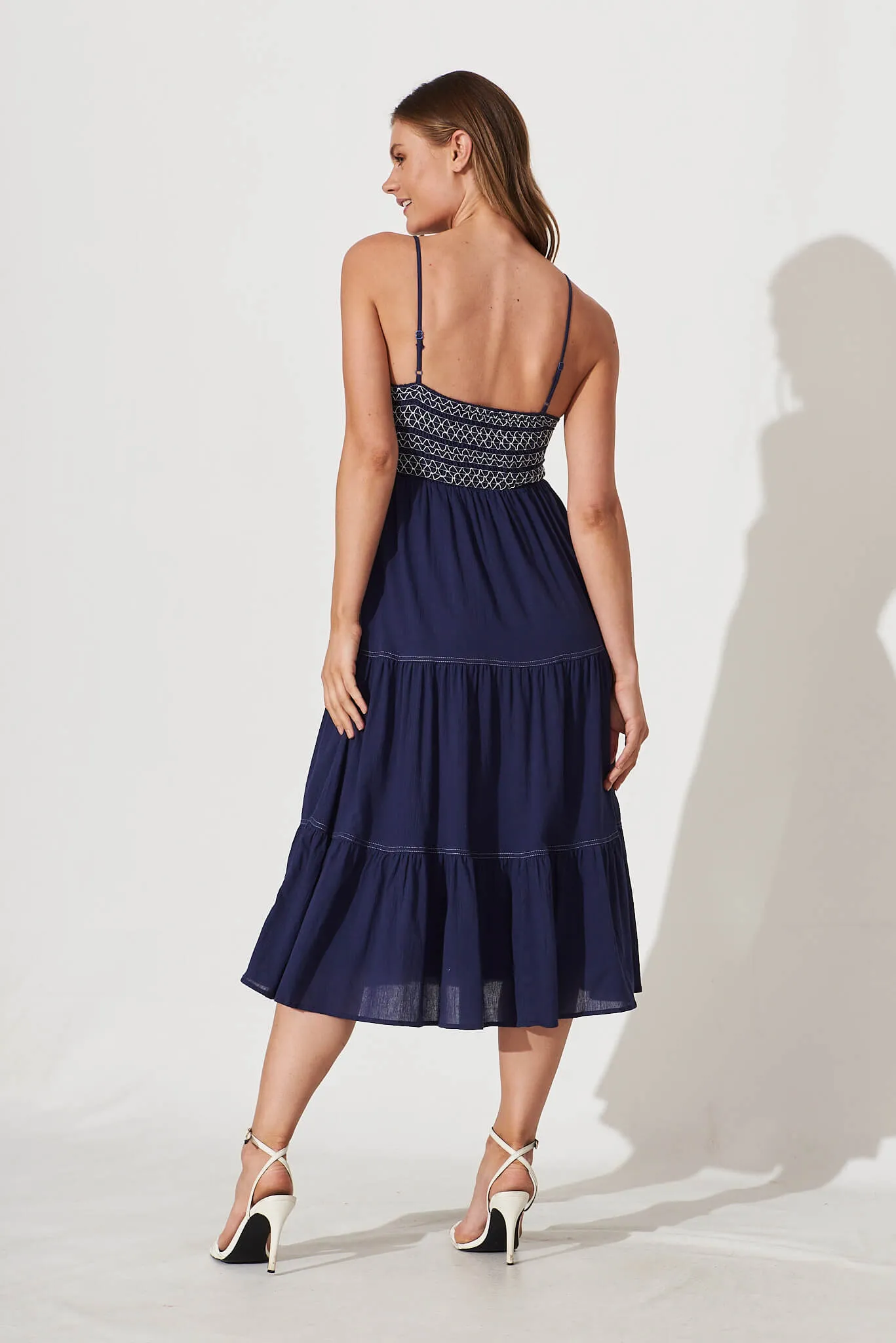 Sunseeker Midi Sundress In Navy Cotton sold by St Frock product image thumbnail 4