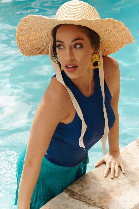 Gandia Knit Tank Top In Blue sold by St Frock