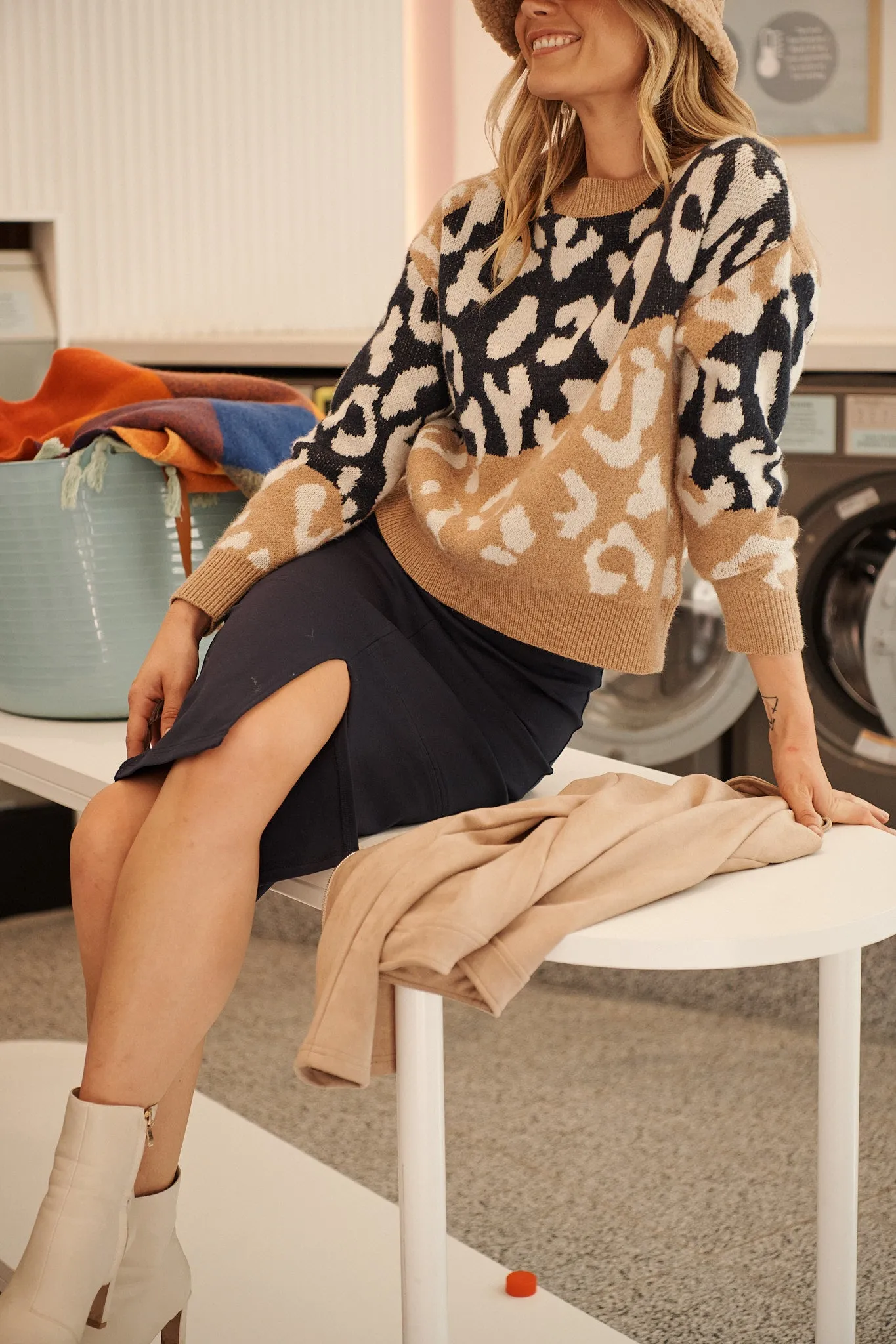 Workflow Stretch Pencil Skirt In Navy sold by St Frock product image thumbnail 4