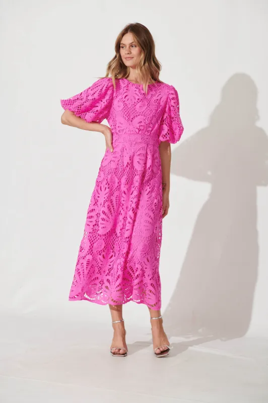 Tillie Lace Maxi Dress In Raspberry sold by St Frock