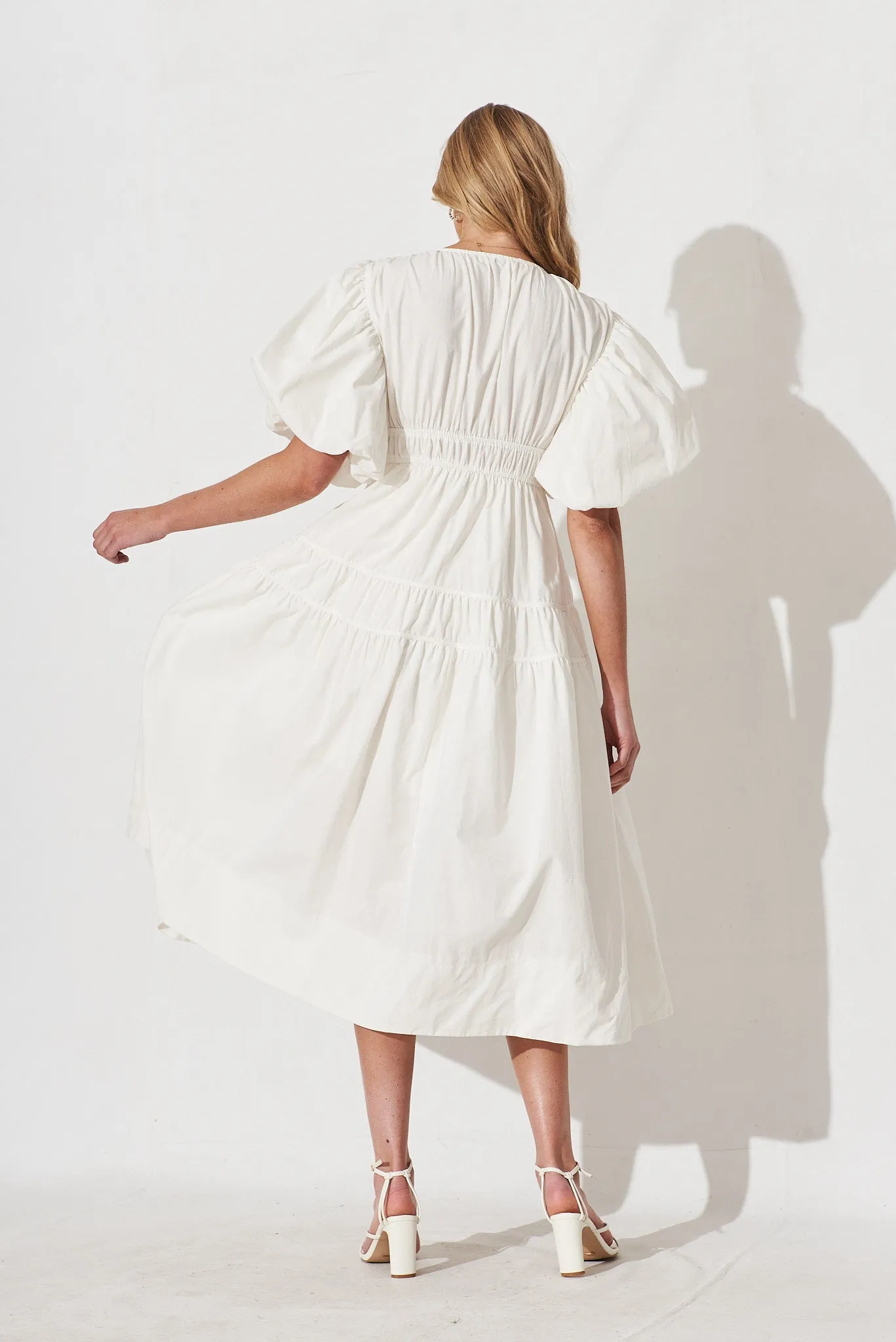 Amalie Midi Dress In White Cotton sold by St Frock product image thumbnail 4