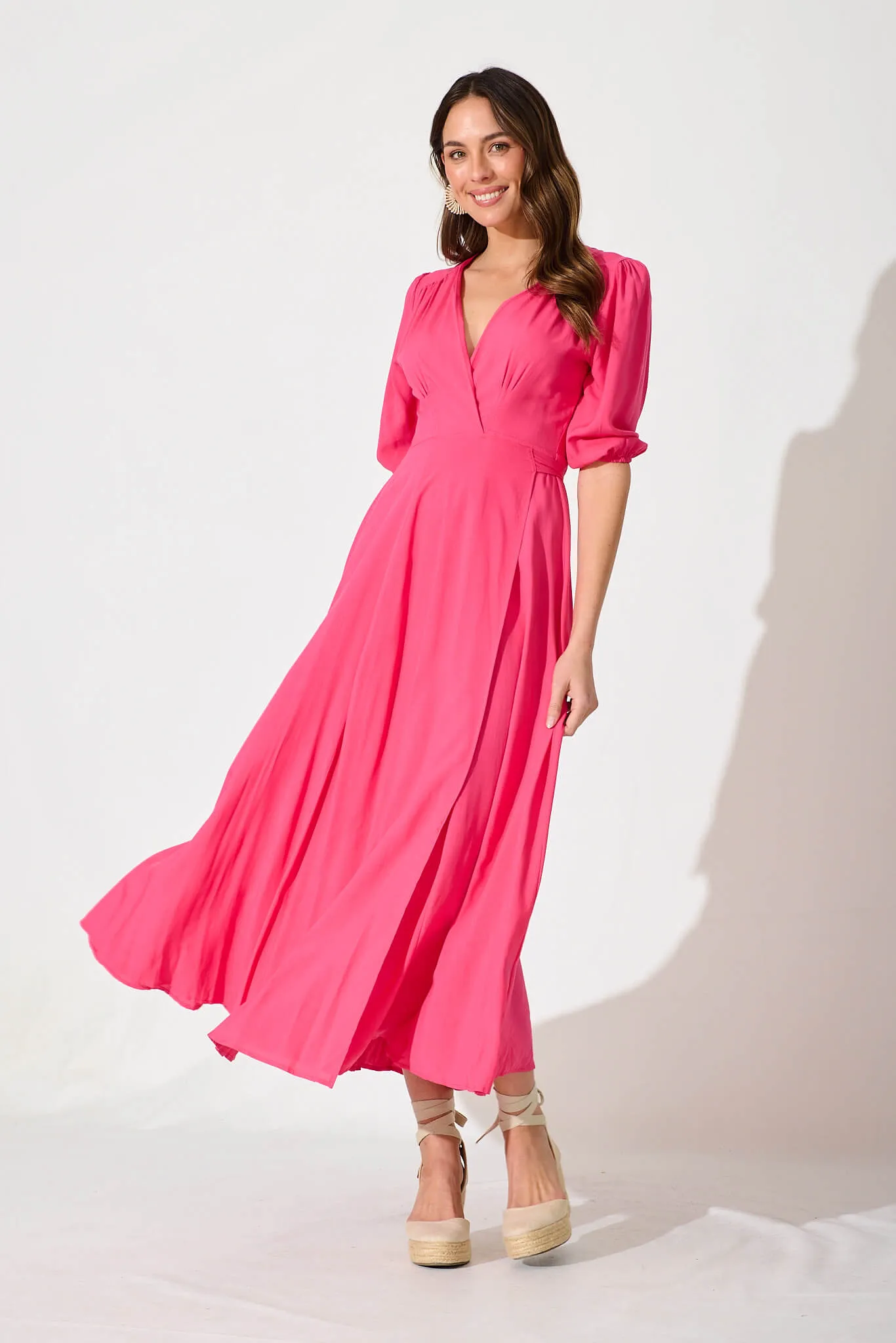 Ronda Maxi Wrap Dress In Pink sold by St Frock