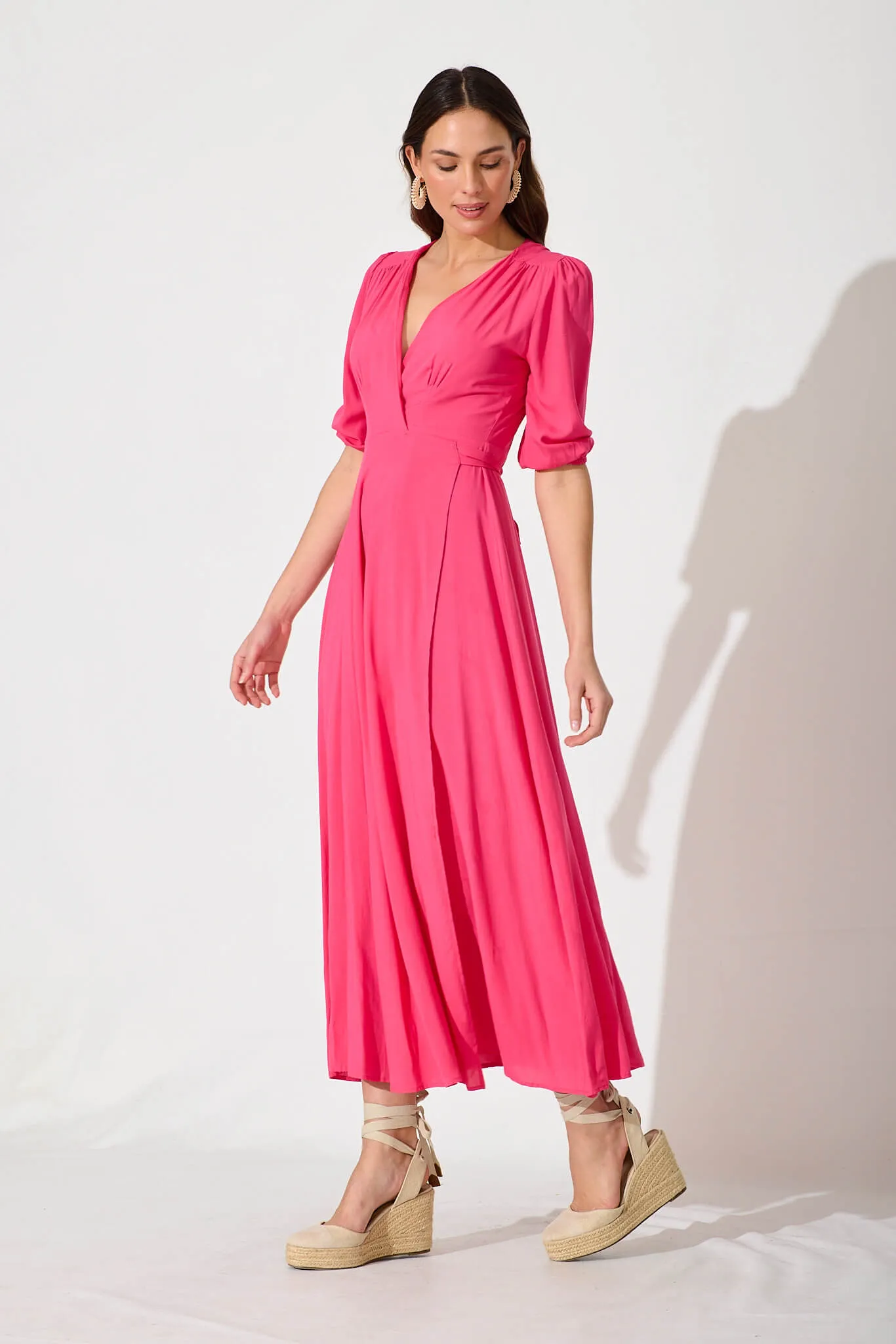 Ronda Maxi Wrap Dress In Pink sold by St Frock product image thumbnail 3