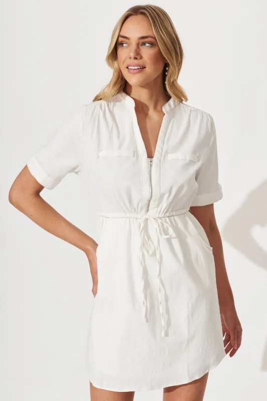 Joni Dress In White Cotton Blend sold by St Frock