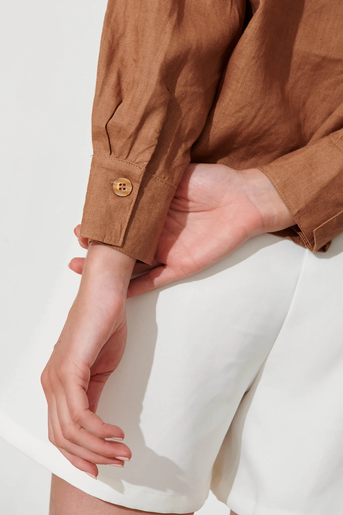 Caterina Shirt In Mocha Linen sold by St Frock product image thumbnail 5
