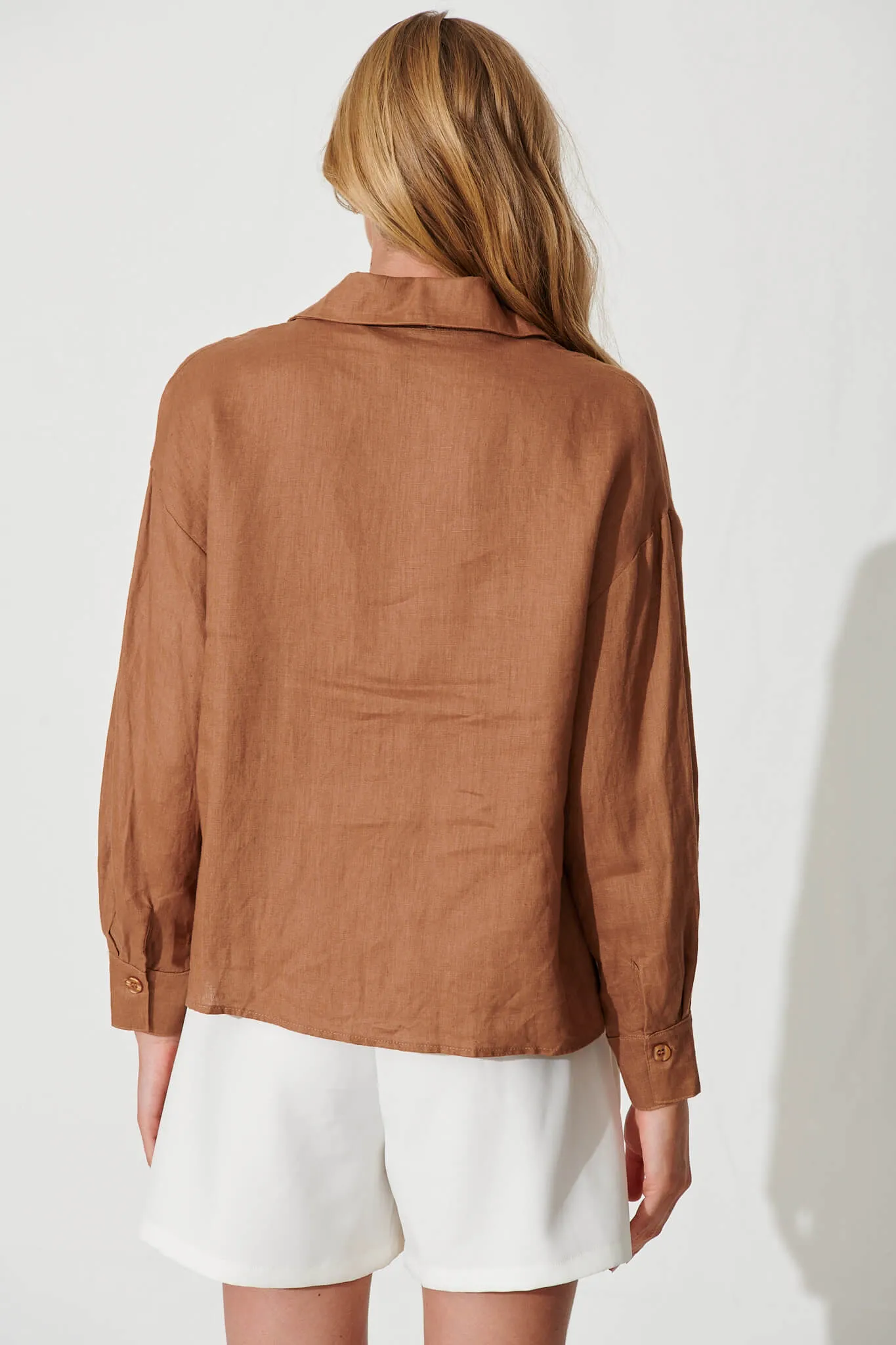 Caterina Shirt In Mocha Linen sold by St Frock product image thumbnail 3