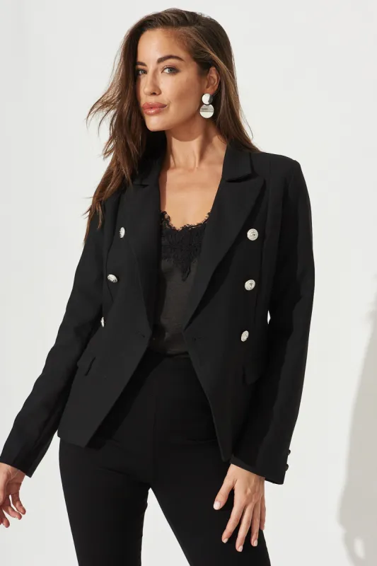 Nataly Blazer In Black sold by St Frock