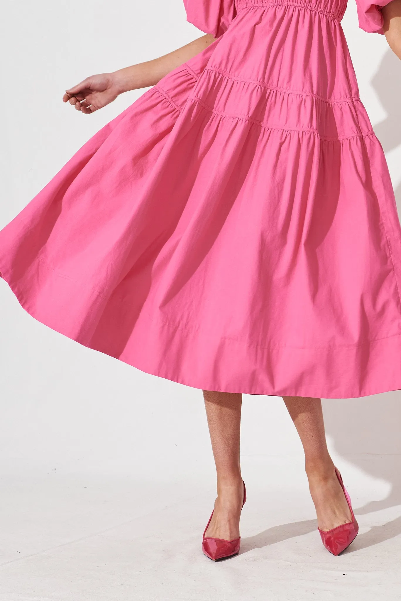 Amalie Midi Dress In Hot Pink Cotton sold by St Frock product image thumbnail 5
