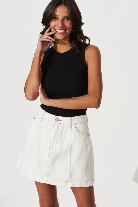 Mojito Denim Skirt In White sold by St Frock
