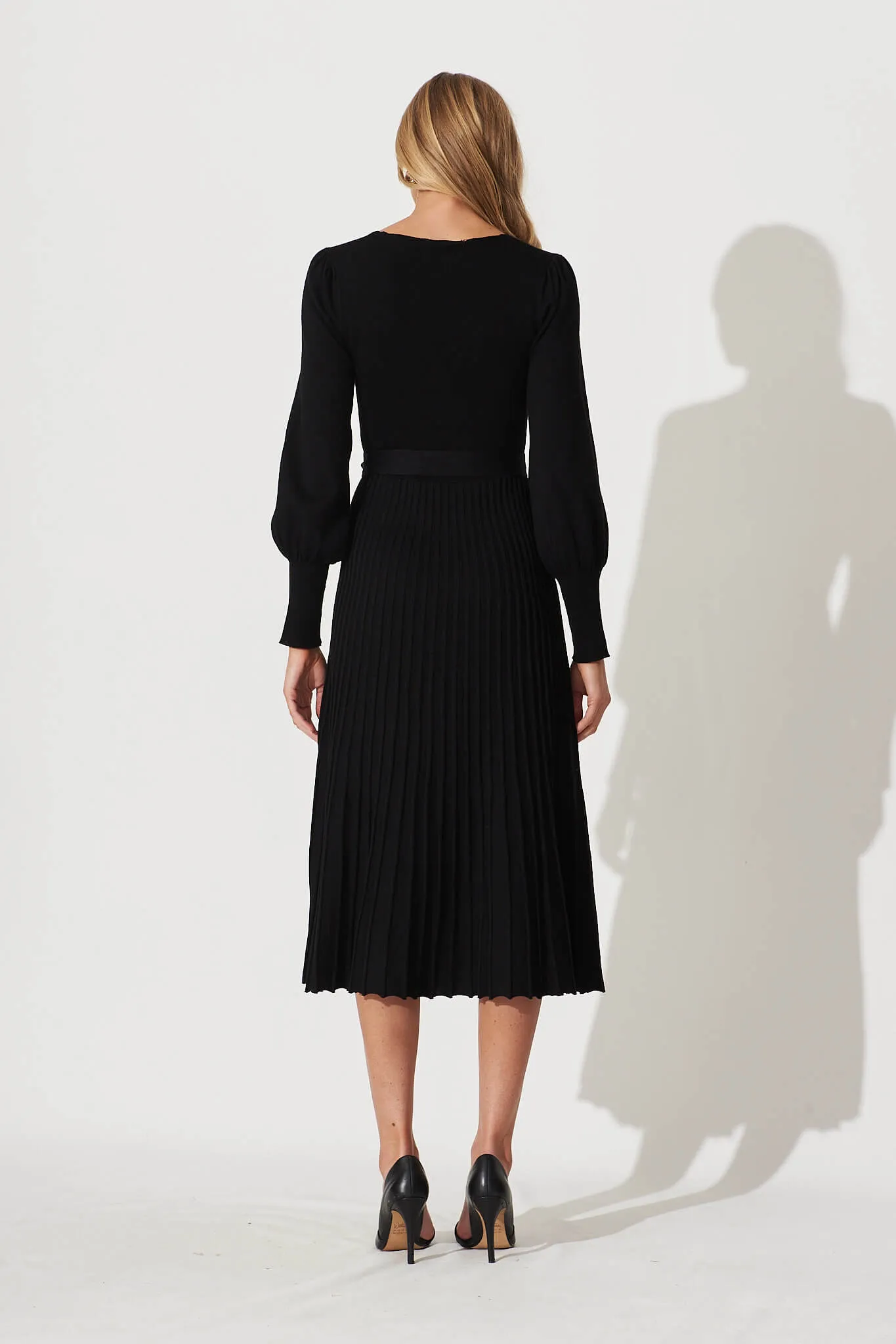 Albi Midi Knit Dress In Black Cotton Blend sold by St Frock product image thumbnail 5