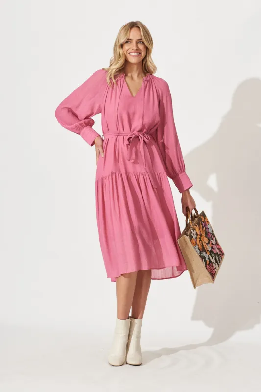 Ellora Midi Dress In Pink sold by St Frock