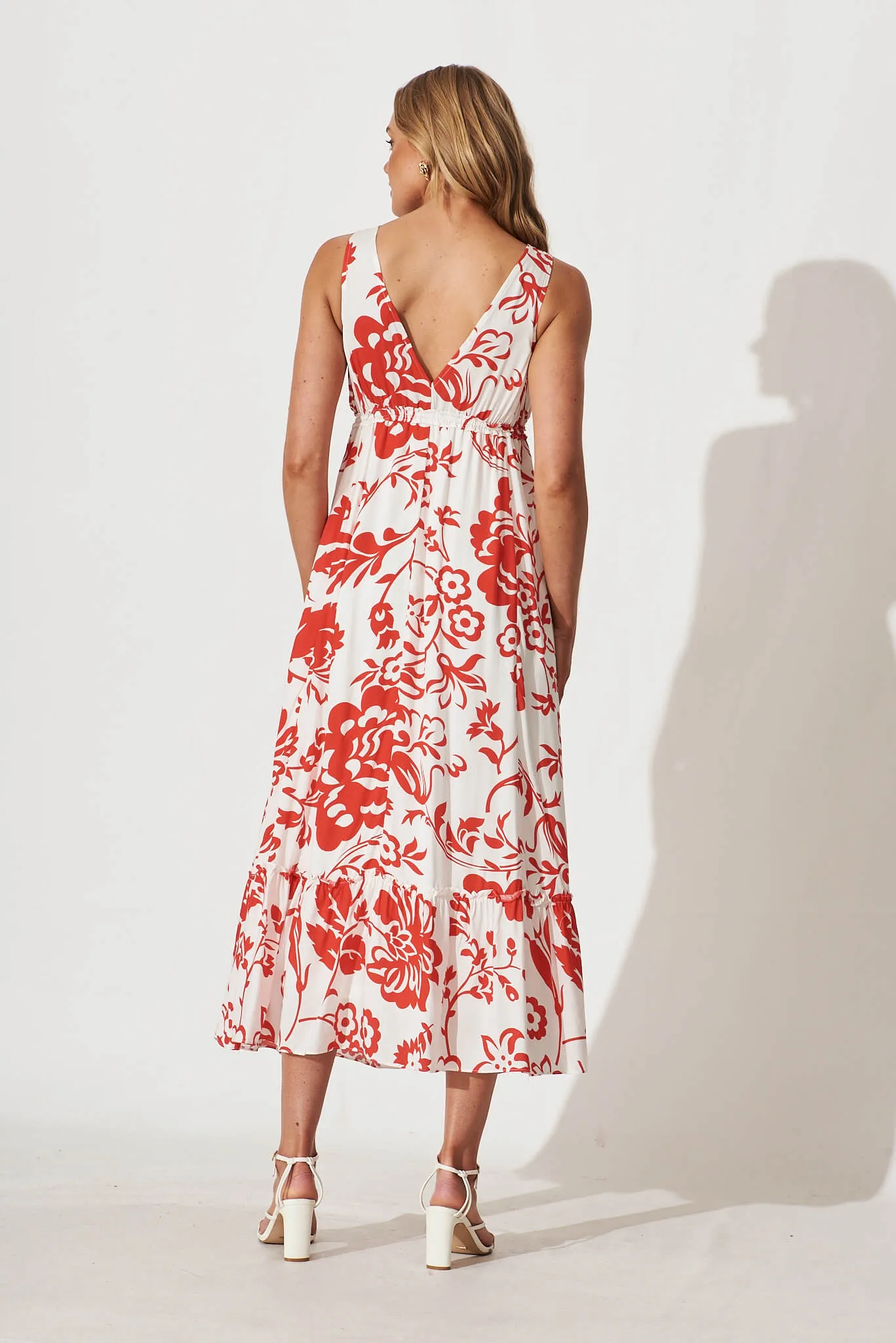 Knowles Maxi Dress In White And Red Print sold by St Frock product image thumbnail 4