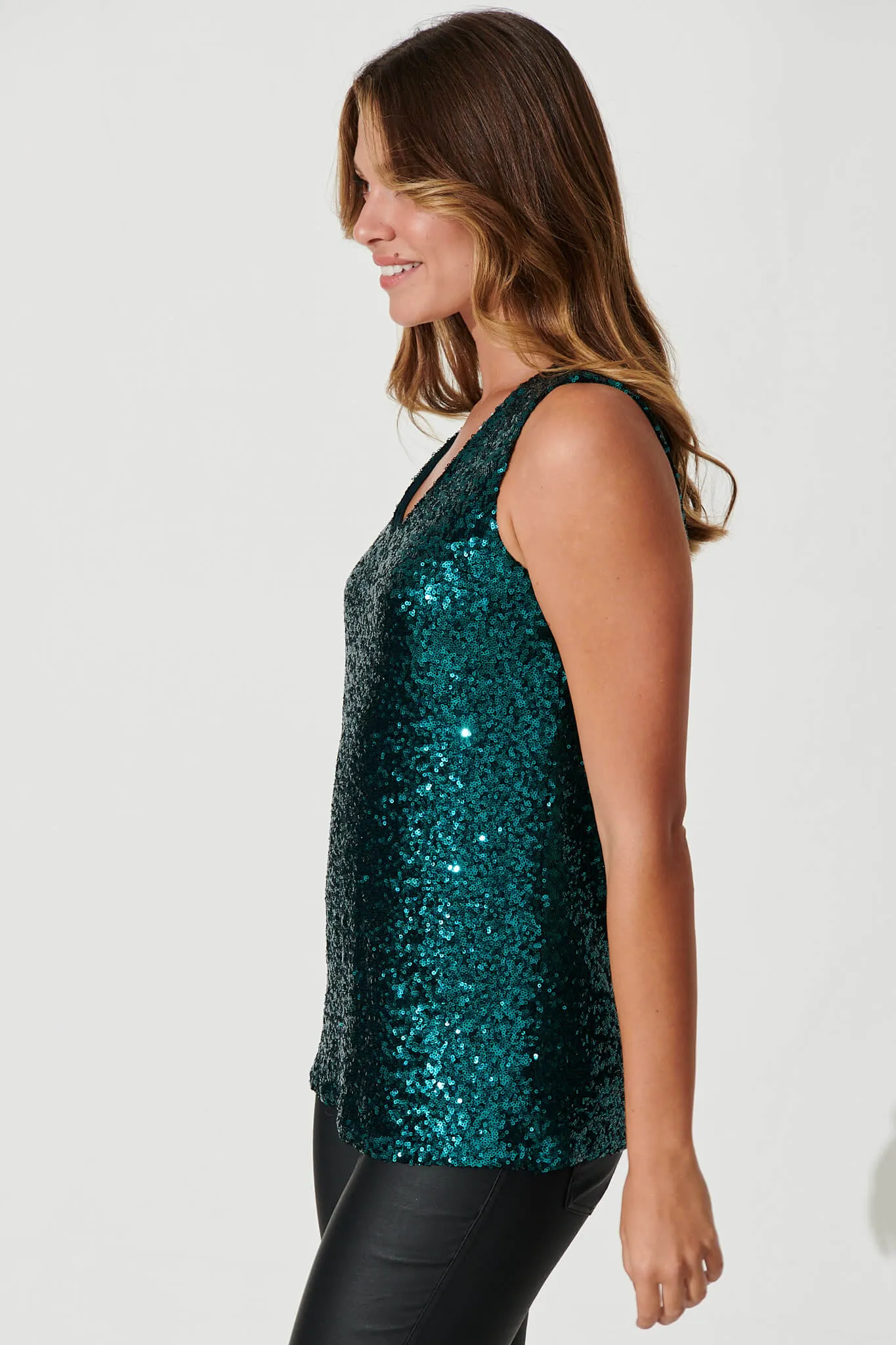 Joya Top In Emerald Sequin sold by St Frock product image thumbnail 2