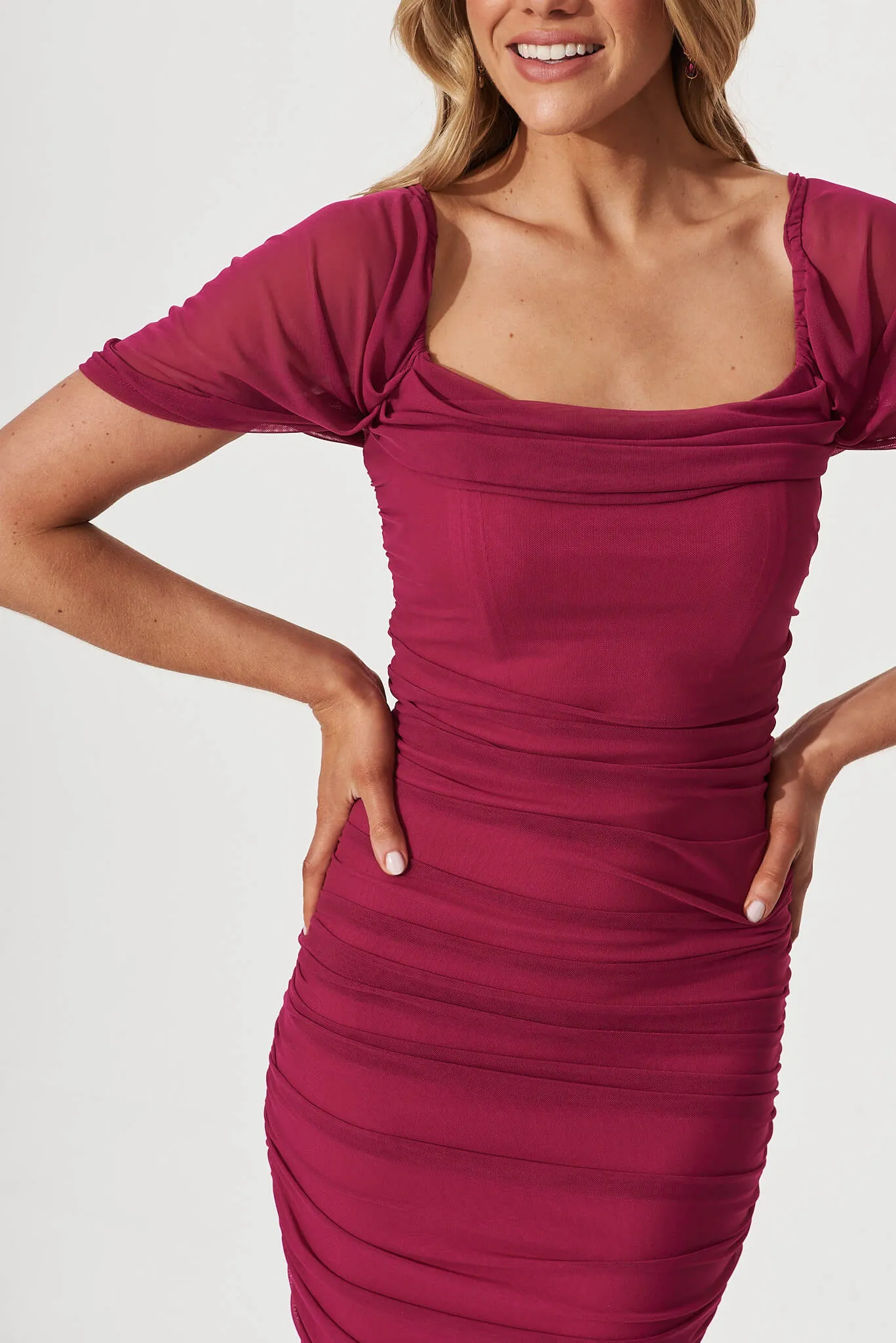 Luciela Midi Dress In Magenta sold by St Frock product image thumbnail 5