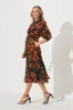 Davina Midi Shirt Dress In Multi Green With Rust Print sold by St Frock