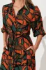 Davina Midi Shirt Dress In Multi Green With Rust Print sold by St Frock