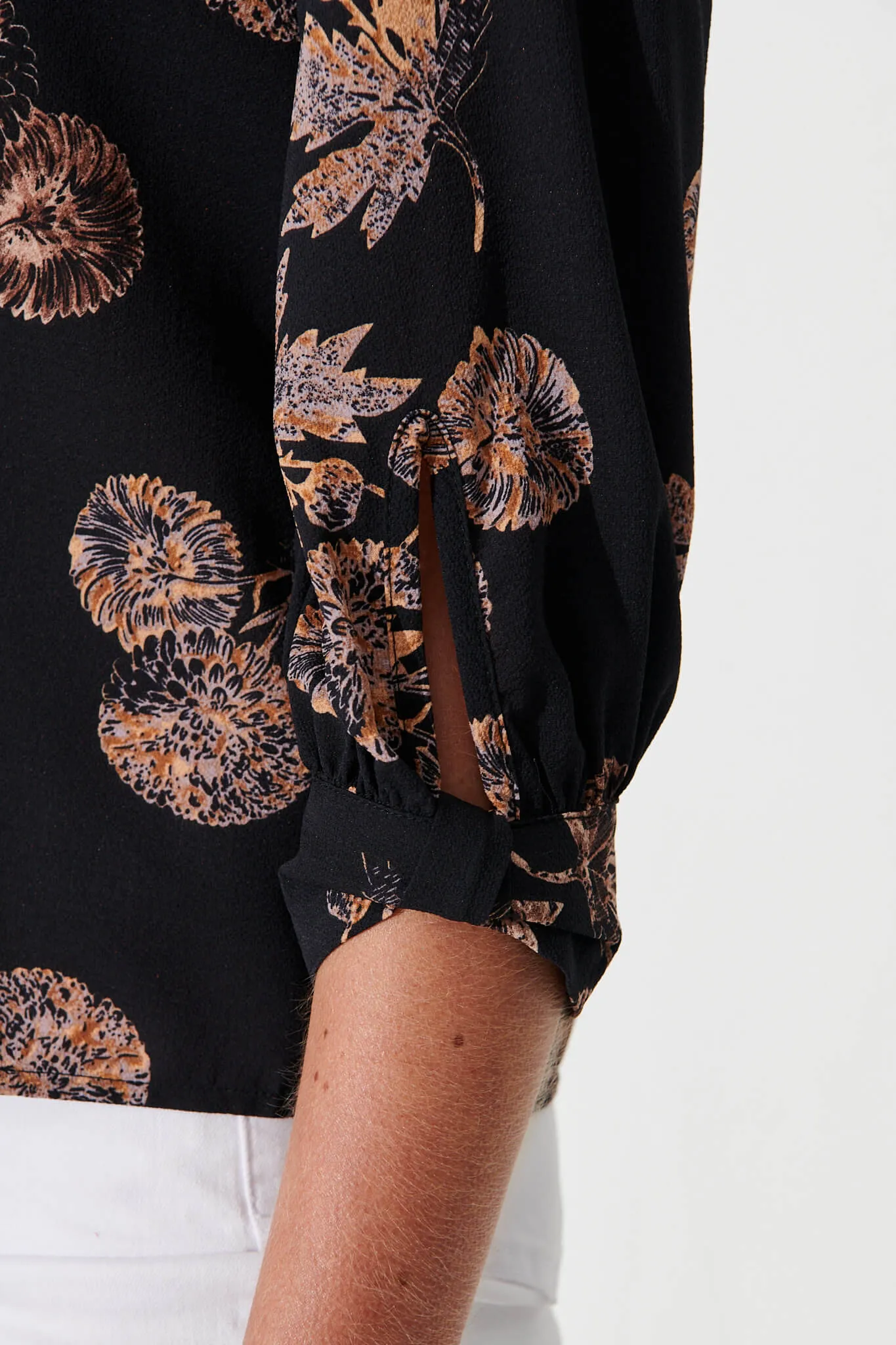 Rhiah Top in Charcoal with Apricot Floral sold by St Frock product image thumbnail 5