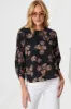 Rhiah Top in Charcoal with Apricot Floral sold by St Frock