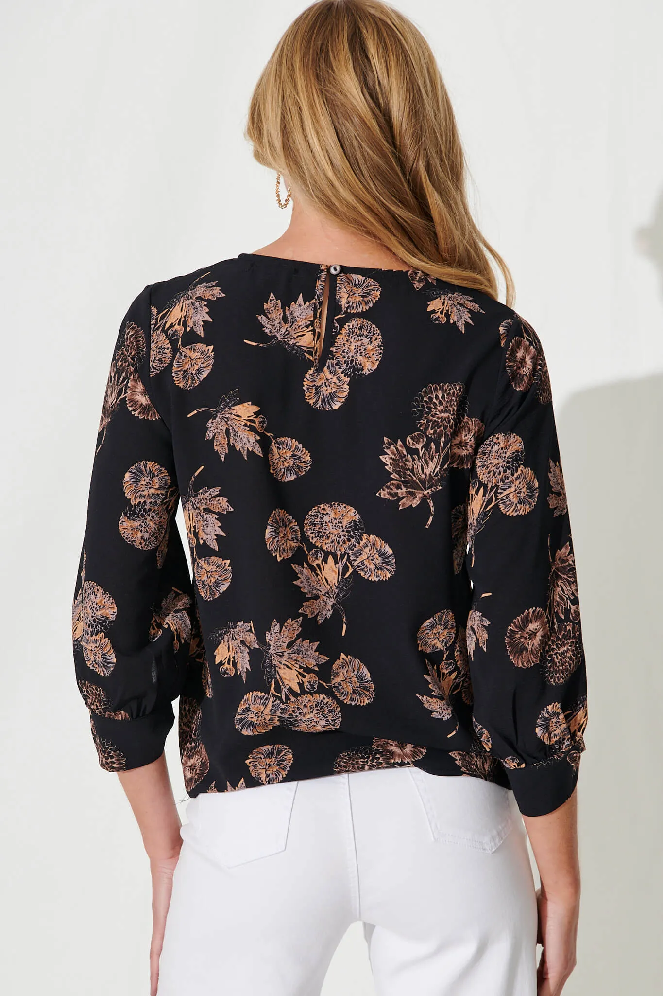 Rhiah Top in Charcoal with Apricot Floral sold by St Frock product image thumbnail 3