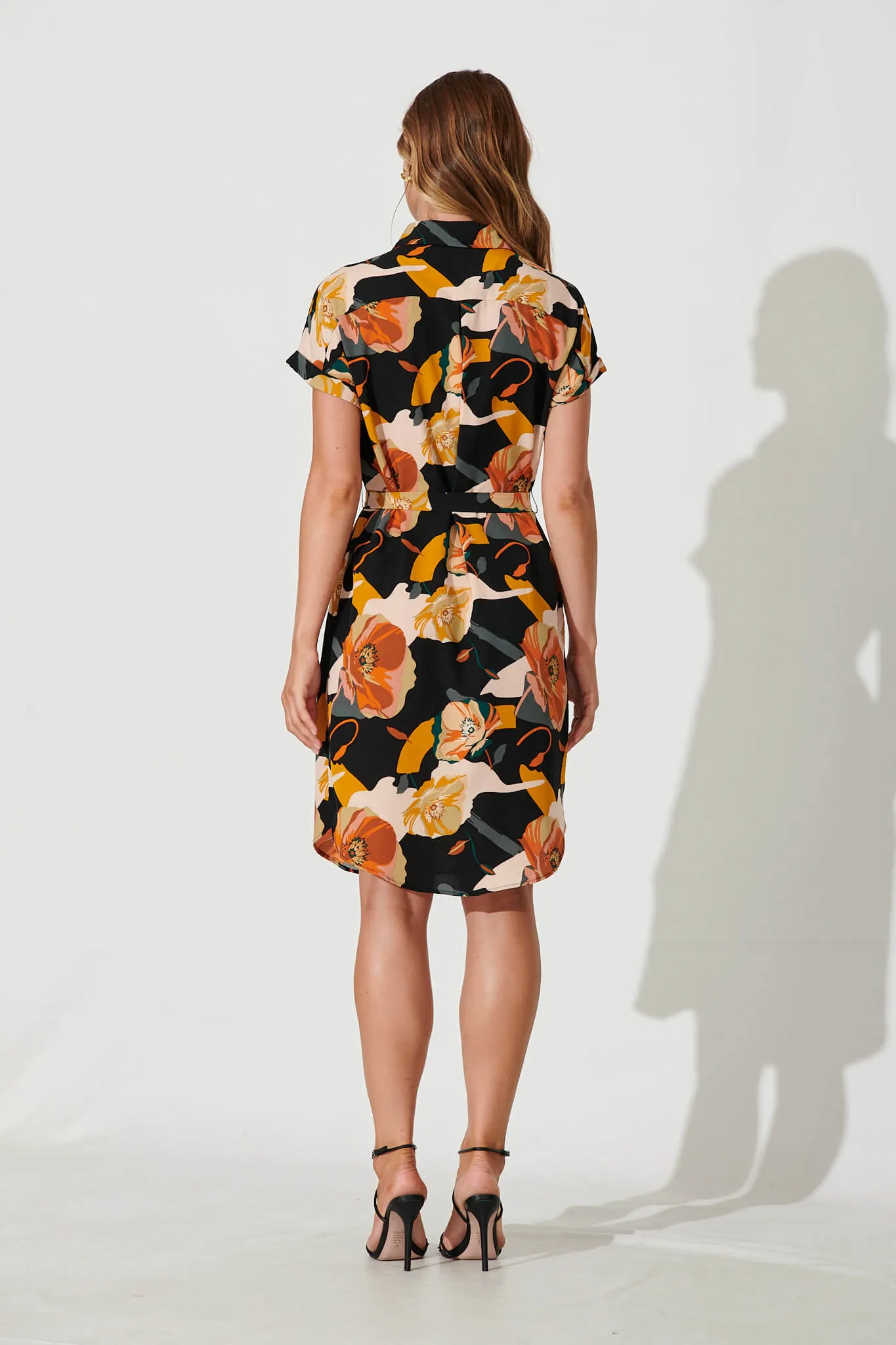 Maddison Shirt Dress In Black With Rust Multi Floral sold by St Frock product image thumbnail 4
