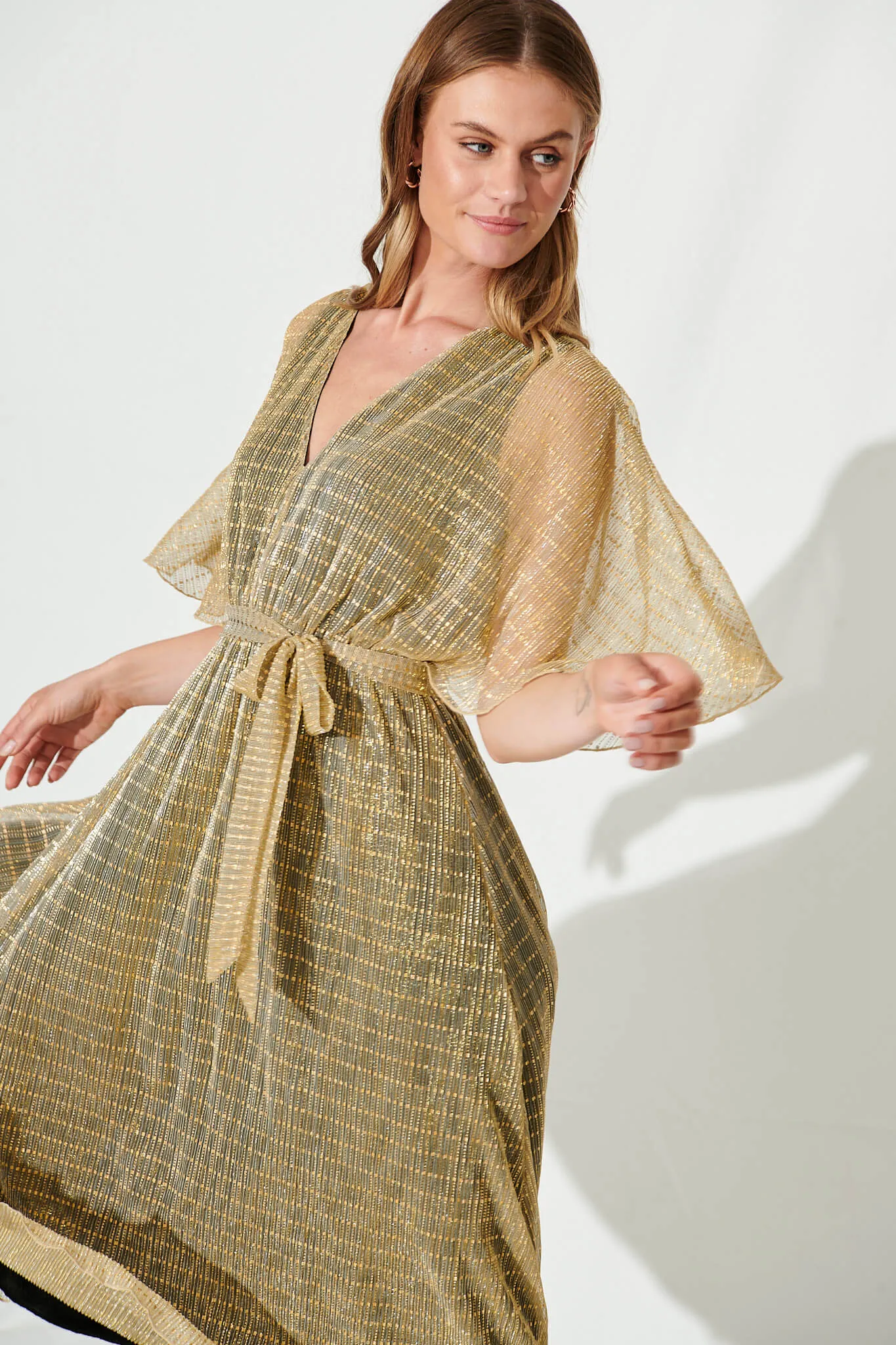 Elodie Maxi Dress In Gold Lurex sold by St Frock product image thumbnail 3