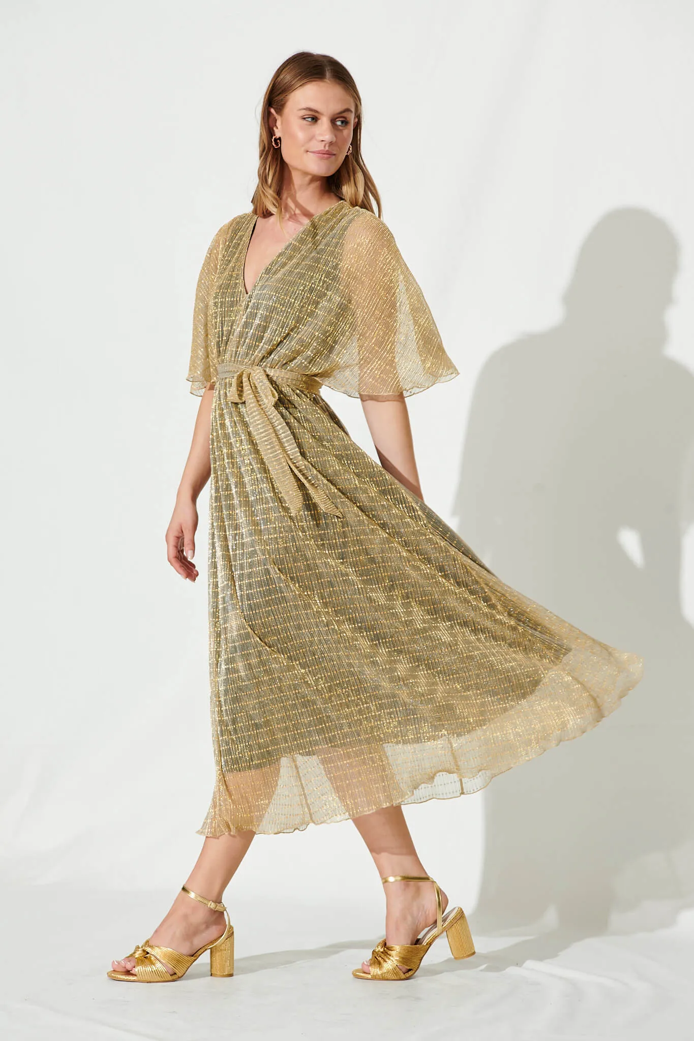 Elodie Maxi Dress In Gold Lurex sold by St Frock product image thumbnail 4