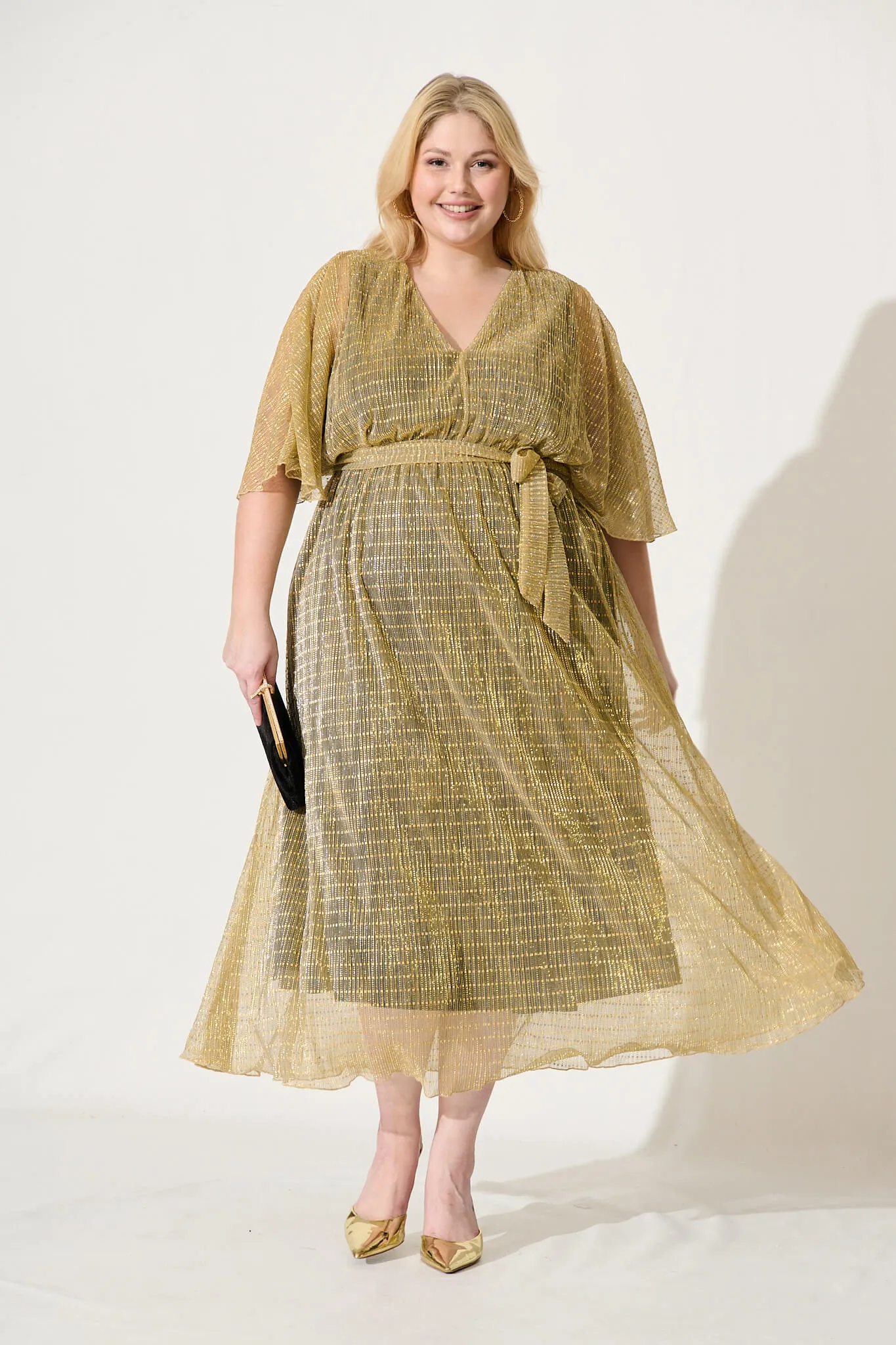 Elodie Maxi Dress In Gold Lurex sold by St Frock product image thumbnail 2